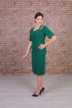Nidya Moda Büyük Beden Kadın Yeşil Omuz Şeritli Abiye Elbise-4155y - 3