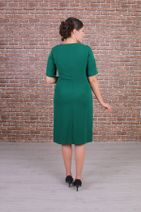 Nidya Moda Büyük Beden Kadın Yeşil Omuz Şeritli Abiye Elbise-4155y - 4