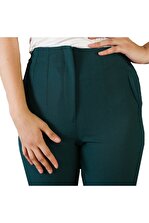 The pantolon Thepantolon Biye Detaylı Koyu Yeşil Bayan Havuç Pantolon - 2