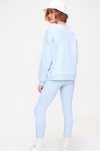 Trend Alaçatı Stili Kadın Bebe Mavi Sweatshirt Örme Tayt İkili Takım ALC-X5890 - 7