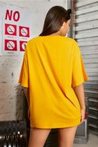 Teenage Millionaire Kadın Sarı Oversize Los Angeles Baskılı T-shirt - 3
