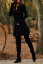 XHAN Kadın Siyah Kaşkorse Elbise 9KXK6-40253-02 - 1