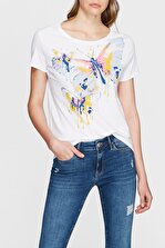 Mavi Kadın Kelebek Baskılı Beyaz T-Shirt 167737-620 - 1