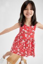 DeFacto Kız Çocuk Çiçek Desenli Kolsuz Elbise - 1