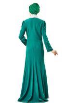 LADYNUR Kadın Abiye Elbise Yeşil 3009-21 - 6
