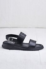 Elle Shoes KAJ Hakiki Deri Siyah Erkek Sandalet - 4
