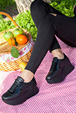 Deripabuc Hakiki Deri Siyah Kadın Sneaker TRC-7641 - 3