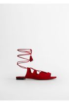 Violeta by MANGO Kadın Kırmızı Deri Bantlı Sandalet 67065976 - 2