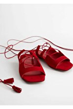 Violeta by MANGO Kadın Kırmızı Deri Bantlı Sandalet 67065976 - 1