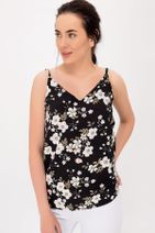 HDS Hadise Kadın Siyah Çiçekli ip Askılı Bluz D4333 - 1