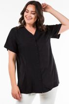 Womenice Kadın Büyük Beden Siyah Arkası Çapraz Gömlek - 4