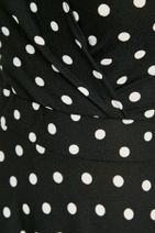 Sateen Kadın Siyah Truvakar Kol Desenli Kruvaze Elbise - 3