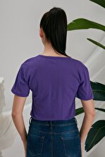 CATSPY Kadın Mor Basic Tshirt - 8