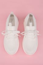 Marjin Kadın Sneaker Kalın Taban Triko Spor Ayakkabı Petro beyaz - 3
