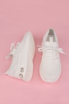 Marjin Kadın Sneaker Kalın Taban Triko Spor Ayakkabı Petro beyaz - 8