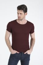 CATSPY Erkek Bordo Basic Slim Fit Kısa Kollu T-shirt - 2