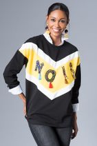 Cool & Sexy Kadın Siyah Renk Bloklu Sweatshirt M351 - 1