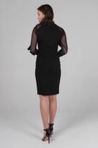 Ekol Kadın Siyah Kolları Tül Fırfır Detaylı Elbise 19Y.EKL.ELB.04022.1 - 4