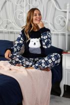 ELİTOL Kadın Lacivert Welsoft Pijama Takımı - 1
