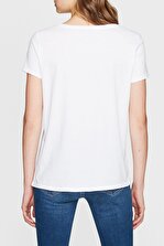 Mavi Kadın Kelebek Baskılı Beyaz T-Shirt 167737-620 - 4