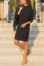 Trend Alaçatı Stili Kadın Siyah Basic Kaşkorse Elbise ALC-017-005-B - 2