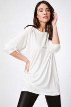 Happiness İstanbul Kadın Beyaz İnce Mevsimlik Tunik Boy Sweatshirt 2216 AP00051 - 1