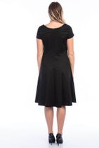 Şans Kadın Siyah Pamuklu Kumaş Kup Detaylı Elbise 65N8620 - 2