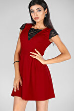 Nesrinden Kadın Dantel İşlemeli Kırmızı Elbise ELB001509325 - 1
