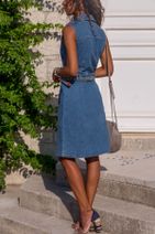 Trend Alaçatı Stili Kadın Mavi Kolsuz Kot Elbise ALC-2185 - 3