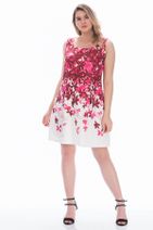 Şans Kadın Kemik Çiçek Desenli Elbise 65N6515 - 1