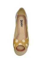 Dogo Kadın Vegan Deri Sarı Dolgu Topuk Ayakkabı - Stripes And Dots Tasarım - 5