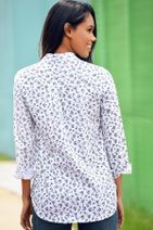 Trend Alaçatı Stili Kadın Beyaz Basıc Desenli Gömlek DNZ-2547 - 3