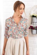 Trend Alaçatı Stili Kadın Multi Çiçekli Dokuma Gömlek ALC-5554 - 2