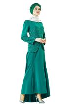 LADYNUR Kadın Abiye Elbise Yeşil 3009-21 - 5