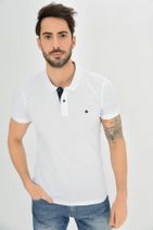 DYNAMO Erkek Beyaz Polo Yaka Likralı T-shirt - 3