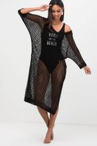 Cool & Sexy Kadın Siyah File Uzun Pareo Elbise SMT28 - 1