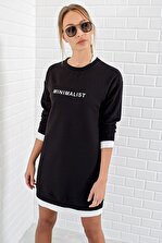 Trend Alaçatı Stili Kadın Siyah Sweat Elbise ALC-5375 - 3