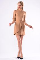 İroni Kadın Camel Balon Kol Mini Elbise 5238-891 - 1