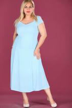 Nesrinden Kadın Midi Boy Simli Mavi Elbise ELB000128202 - 1