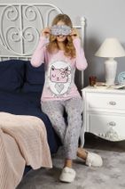 ELİTOL Kadın Pembe Pamuklu Likralı Pijama Takımı - 3