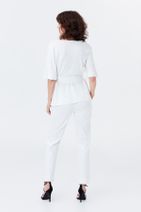 İpekyol Kadın Kırık Beyaz Kırık Kuşaklı V Yaka Bluz IS1190070053096 - 5