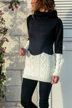 Trend Alaçatı Stili Kadın Siyah-Beyaz Kapüşonlu Çift Renk Tunik ALC-5007 - 2