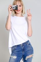 Chiccy Kadın Beyaz Dev Kanat Baskılı Zincir Detaylı T-Shirt C10010300Ts98749 - 3