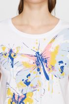 Mavi Kadın Kelebek Baskılı Beyaz T-Shirt 167737-620 - 5