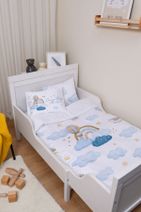 Tuğba Kuğu Organik Bebek Nevresim Takımı (100X150) - For Baby Serisi - Mavi Bulutlar Ve Balon - 4