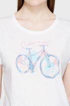 Mavi Kadın Bisiklet Baskılı Beyaz T-Shirt 167906-620 - 4