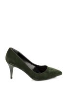 Pembe Potin Yeşil Süet Kadın Topuklu Ayakkabı A11905-17 - 1