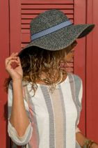 Trend Alaçatı Stili Kadın Lacivert Kırçıllı Hasır Şapka ALC-9048 - 1