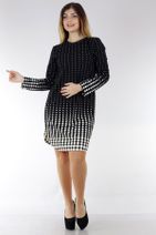 Alesia Kadın Siyah Puantiye Desenli Krep Tunik-Elbise FTS011 - 3