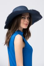 Y-London Kadın Lacivert Hasır Şapka NW-10606 - 1
